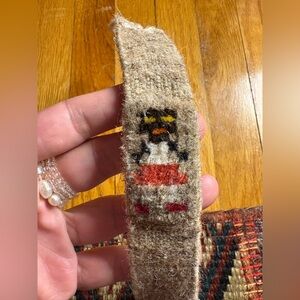 Bracelet or anklet Handwoven Beige and Red Patterned Strap